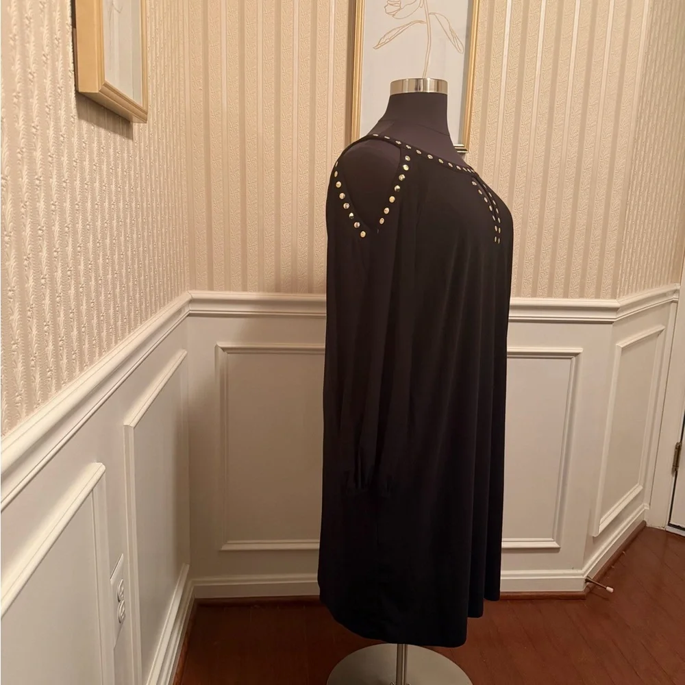 Emma & Michele Black Cold-Shoulder Studded Dress. New w/Tags!! - Picture 2 of 4
